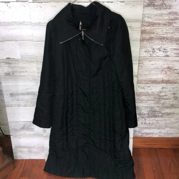 BCBGMaxAzria Long black quilted puffer coat womens trench coat winter co… - Picture 2 of 8